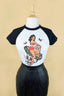 Belle Muerte Short Raglan Cropped Baby tee in White/Black
