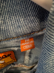 Rolling Paper Distressed Paint Splattered Denim Jacket Size Medium