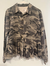 Mudpie Camo Denim Jacket w/ Skirted Bottom Size Small