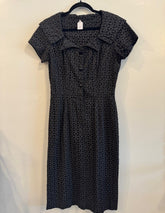 Vintage Style Flat Black Button Up Dress Size Small/Medium