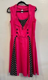Pre-Owned Pink Dress with Polka Dots with Side Zipper Size Large