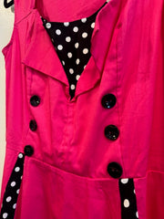 Pre-Owned Pink Dress with Polka Dots with Side Zipper Size Large
