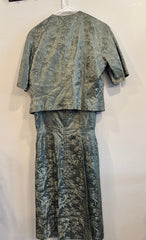 Vintage Japanese Green Bamboo Dress With Top Coat Size Extra Small/ Smalll