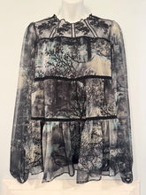 Pre-Owned Harlyn Lace Long Sleeve Sheer Top Size Medium