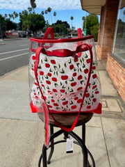 NWT ED HARDY PVC CLEAR TOTE BAG "CHERRIES" WITH BADGE CARRIER