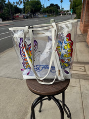 NWT ED HARDY PVC CLEAR TOTE BAG "BUTTERFLY" WITH BADGE CARRIER