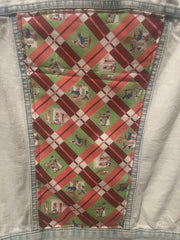 Customized One of a Kind embellished Denim Original Jean Vest Size Medium