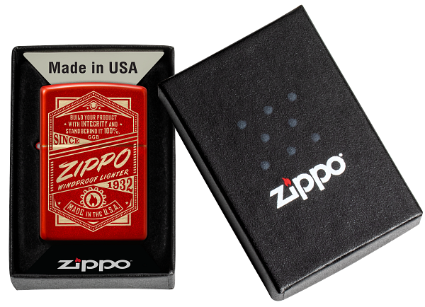 Zippo Retro Metallic Red Laser Engraved Lighter