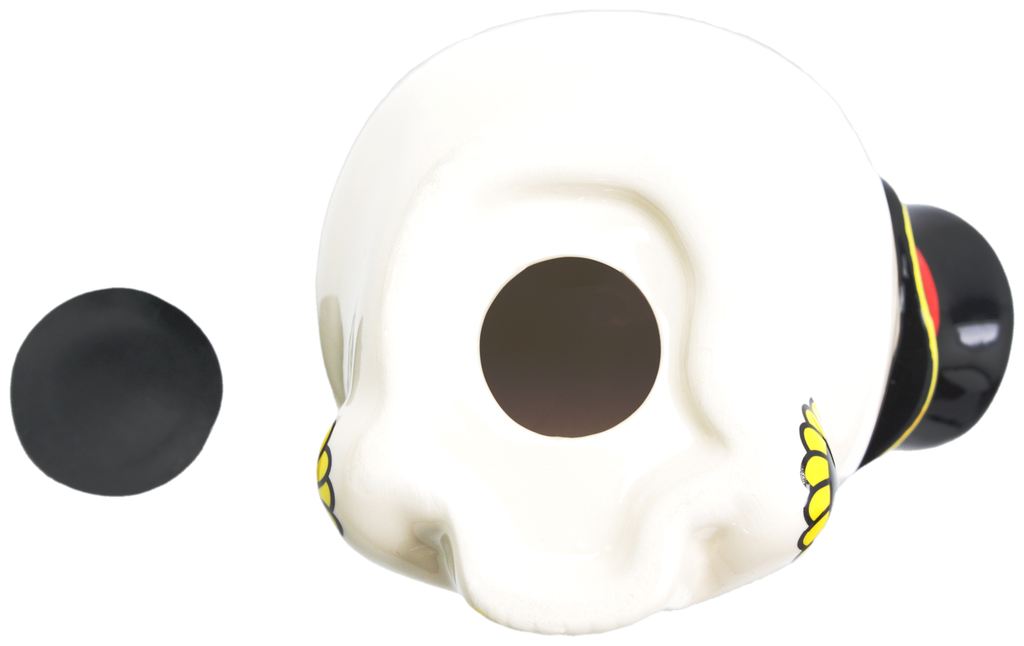 Money Bank - Sourpuss  - Ceramic Sugar Skull With Top Hat 5"