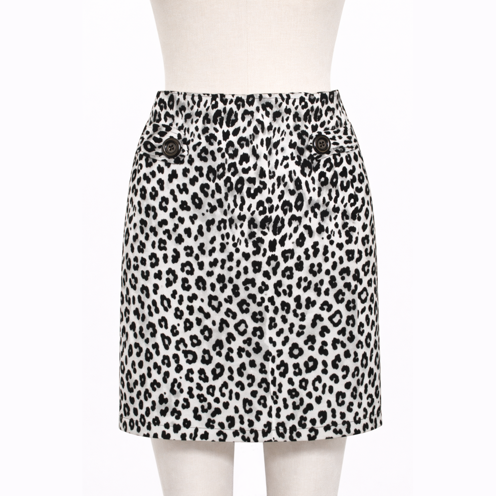 Skirt - Sourpuss -  Leopard Print Pencil Gray Fitted Retro