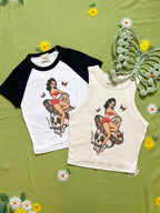 Belle Muerte Short Raglan Cropped Baby tee in White/Black