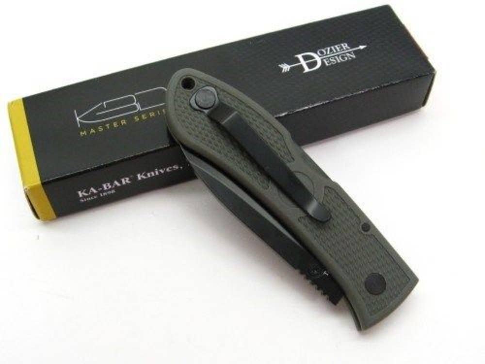 Ka-Bar Dozier Folding Hunter With Thumb Stud, Foliage Green