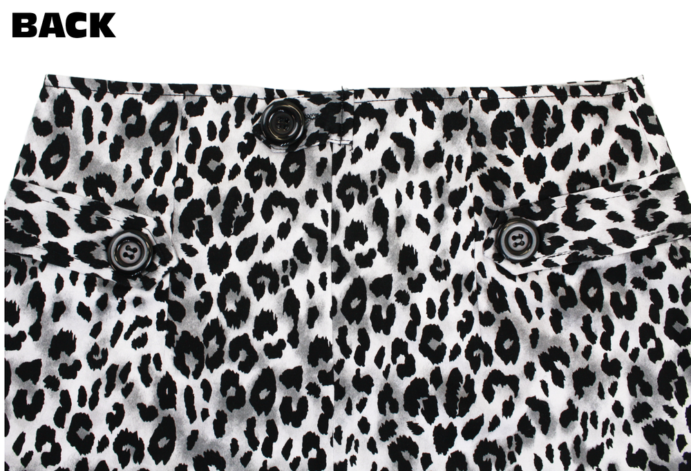 Skirt - Sourpuss -  Leopard Print Pencil Gray Fitted Retro