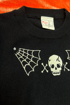 Skull Web Short Sleeve Sweater in Black