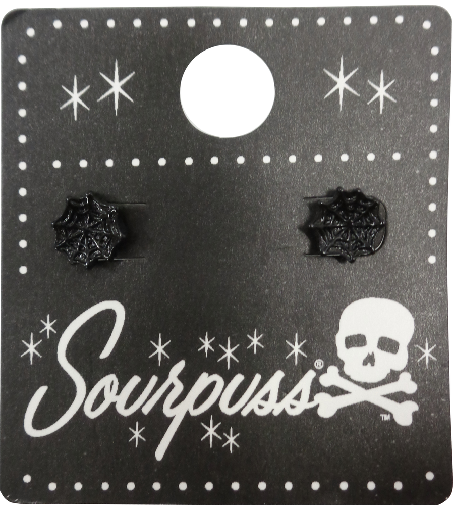 Earrings - Sourpuss -  Black Spider Web