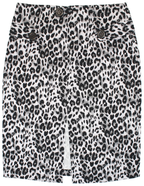 Skirt - Sourpuss -  Leopard Print Pencil Gray Fitted Retro