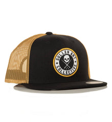 Sullen Flat Bill Black and Gold Snapback Mesh Hat