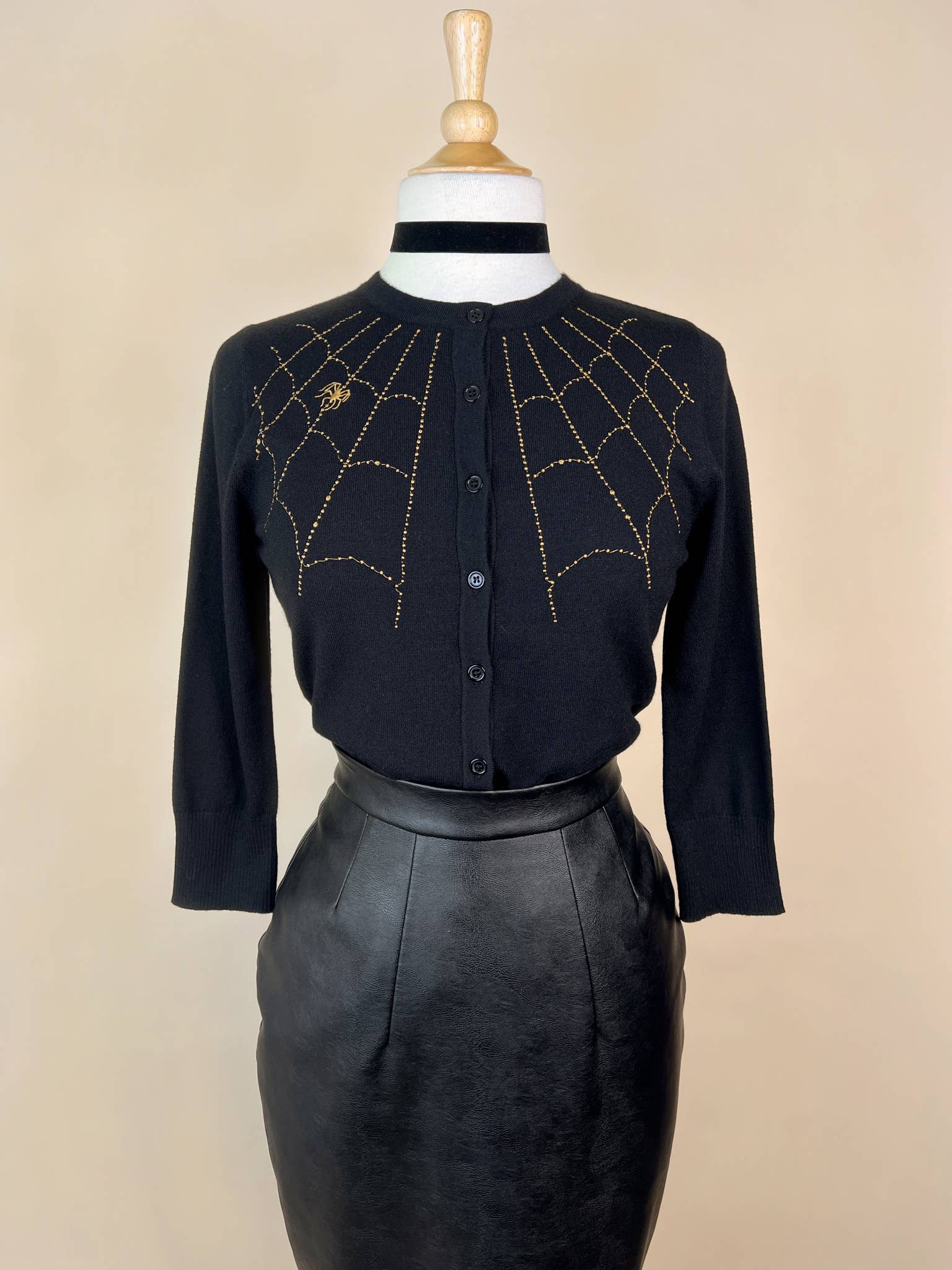 Spiderweb Cardigan in Black Secondary image