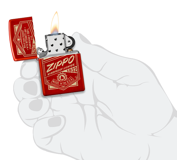 Zippo Retro Metallic Red Laser Engraved Lighter