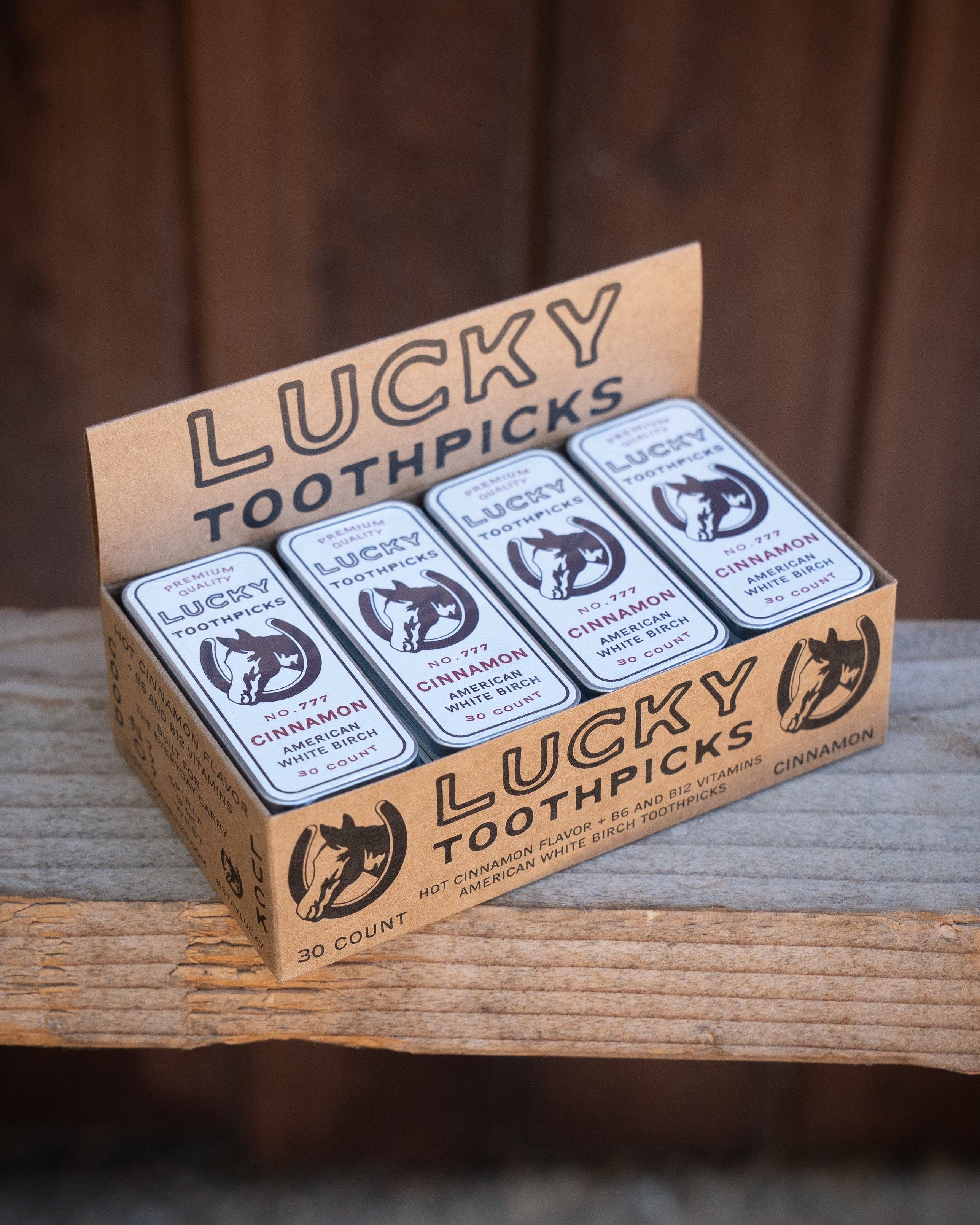 LUCKY TOOTHPICKS Hot Cinnamon 30 COUNT TIN