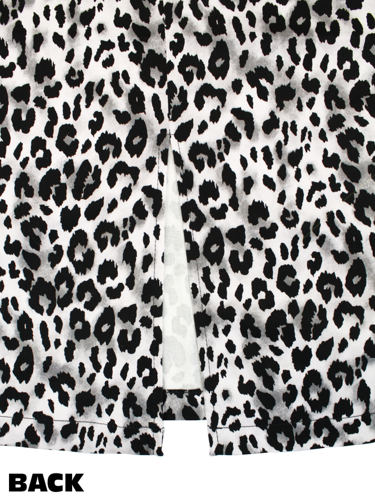 Skirt - Sourpuss -  Leopard Print Pencil Gray Fitted Retro