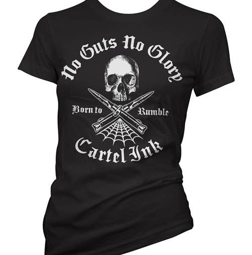 NWT Cartel Ink BLACK WHITE | No Guts No Glory  | Women's T-Shirt