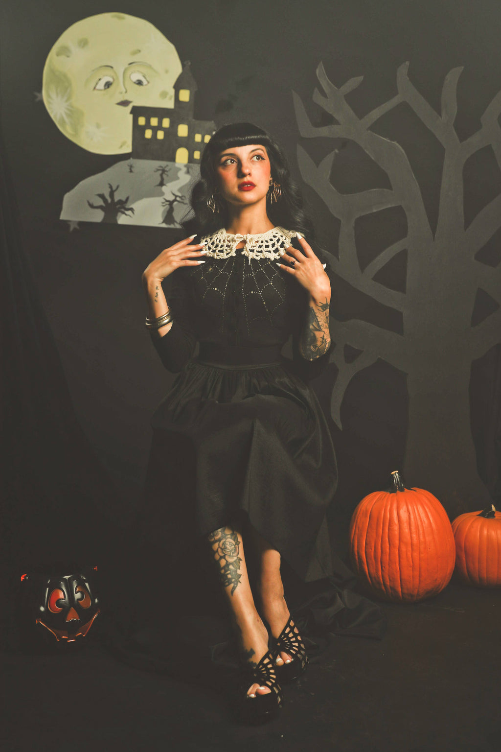 Spiderweb Cardigan in Black