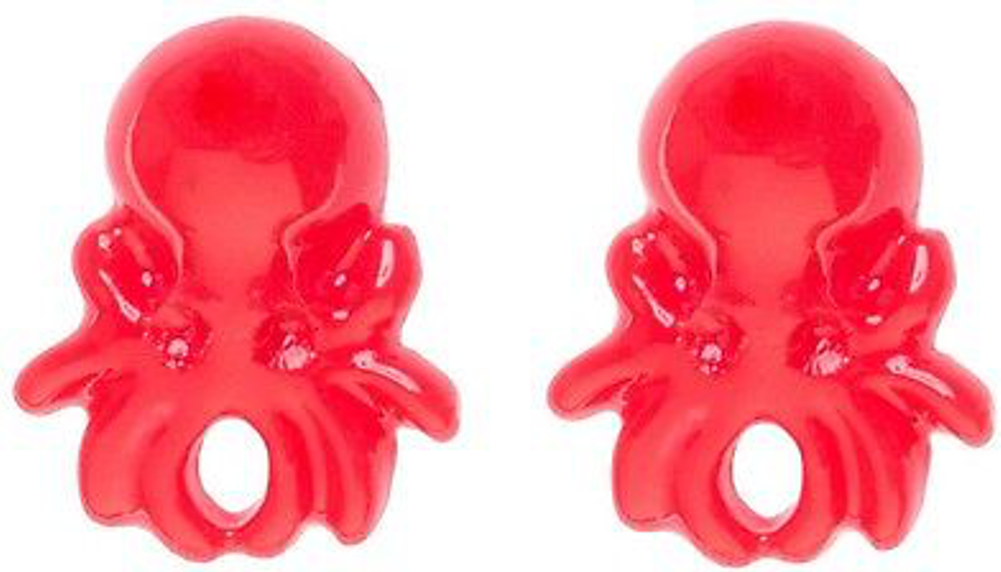 Earrings - Sourpuss -  Red Octopus