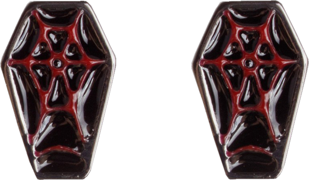 Earrings - Sourpuss Red Black Coffin Horror Halloween Goth