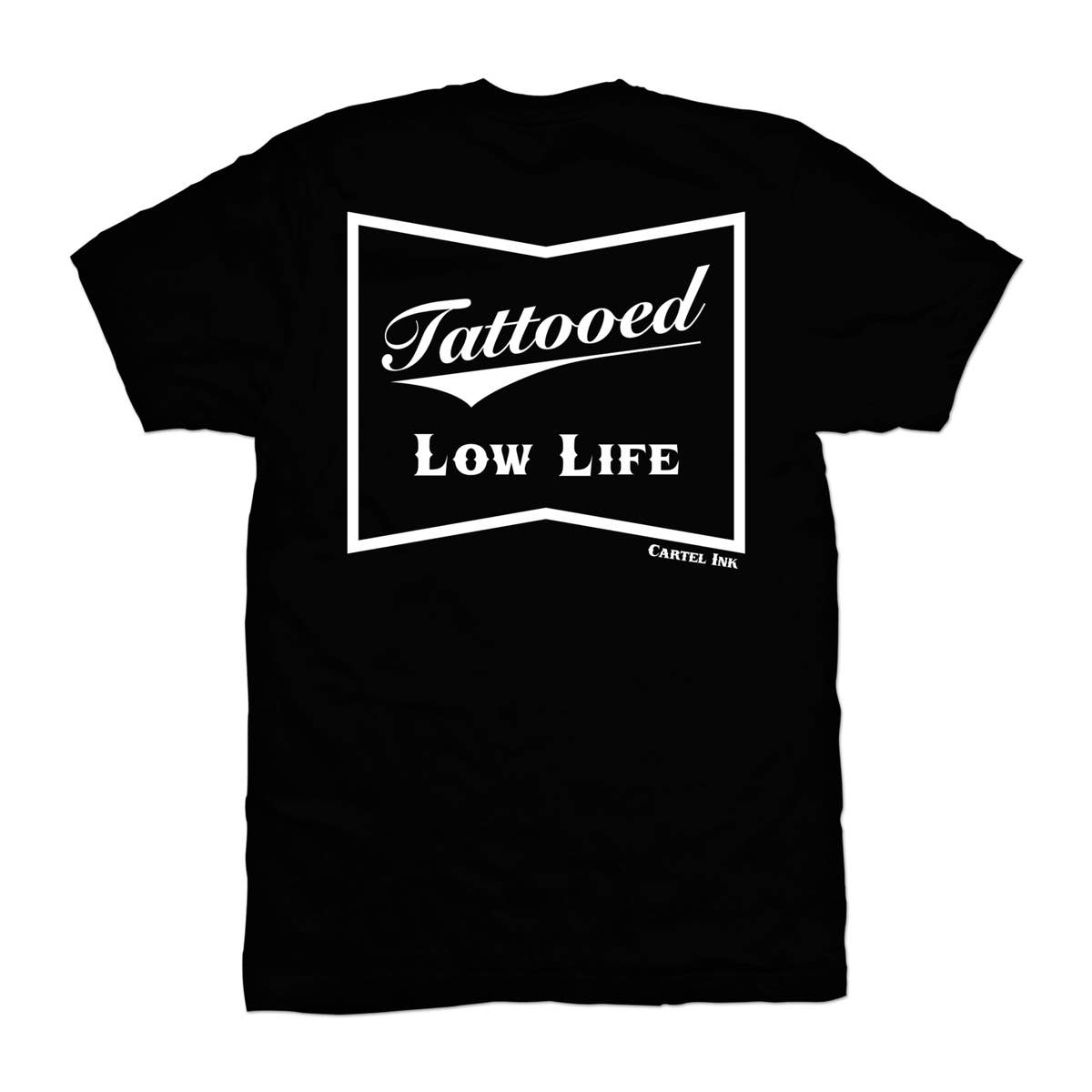 5849-BLACK WHITE | Tattooed Low Life Pocket | Men's T-Shirt
