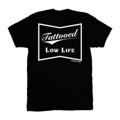 5849-BLACK WHITE | Tattooed Low Life Pocket | Men's T-Shirt