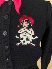 Cowgirl Tears Cropped Cardigan in Black