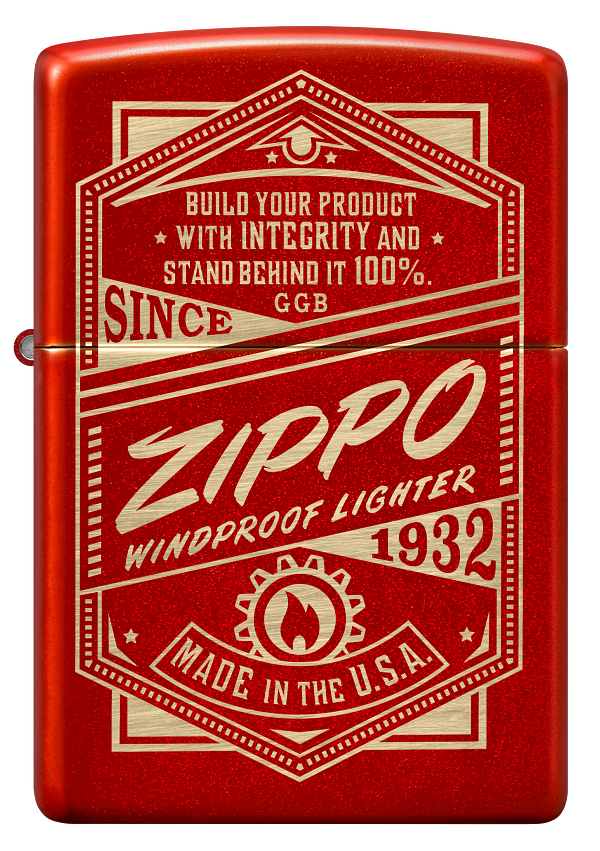 Zippo Retro Metallic Red Laser Engraved Lighter