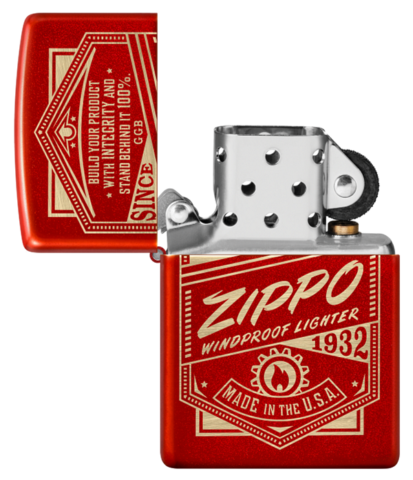 Zippo Retro Metallic Red Laser Engraved Lighter