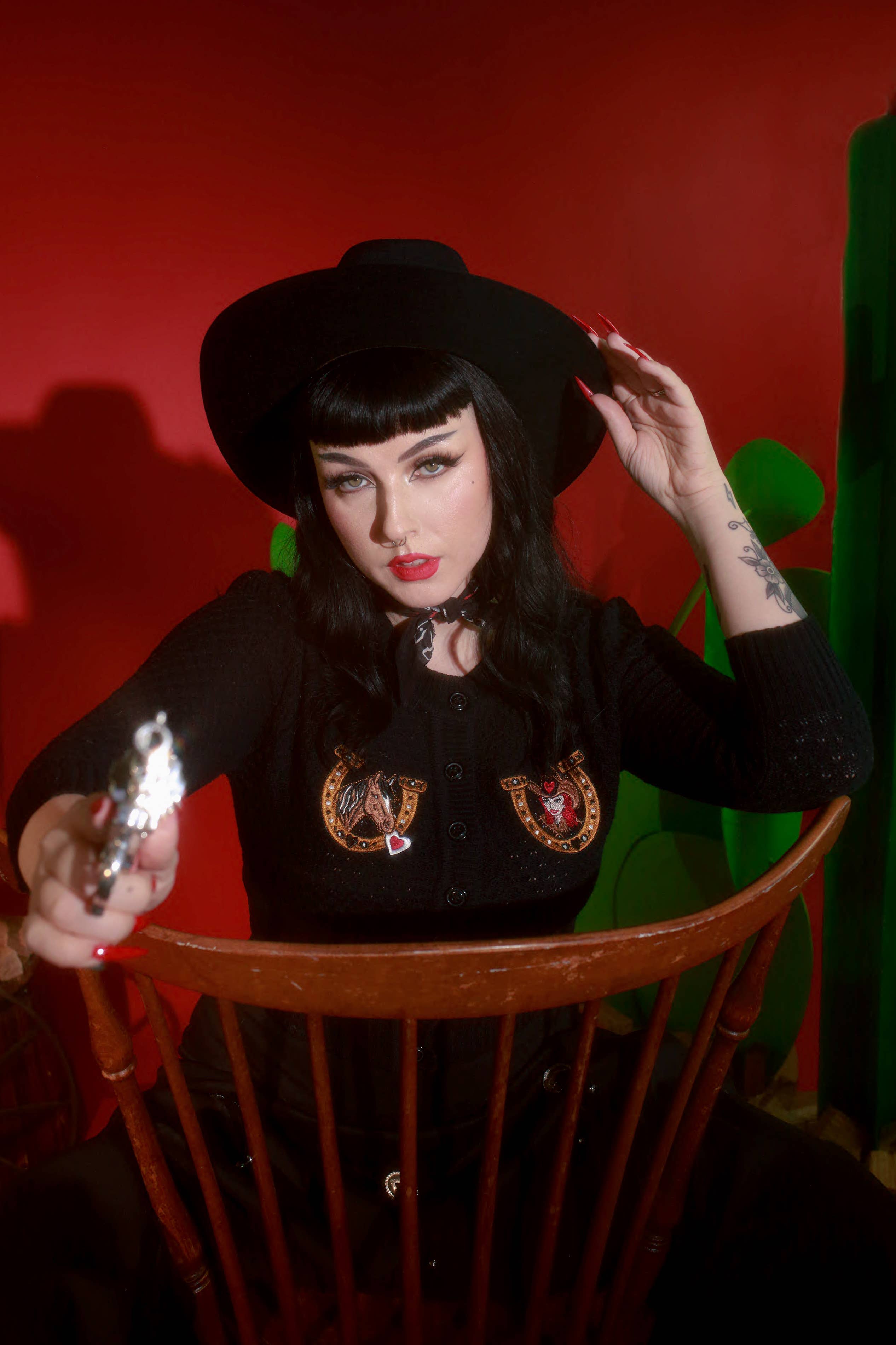 Love at the Ranch Cropped Cardigan in Black