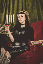 Skull Web Short Sleeve Sweater in Black