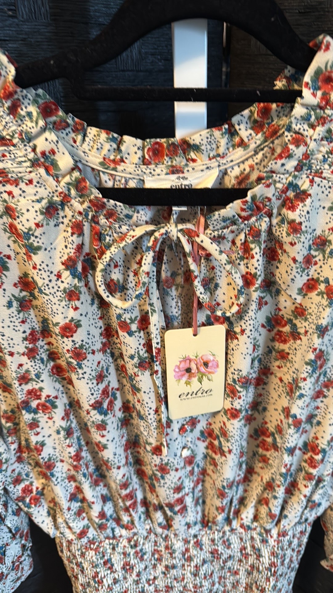NWT Entro Floral Tie-Neck Dress Size Large