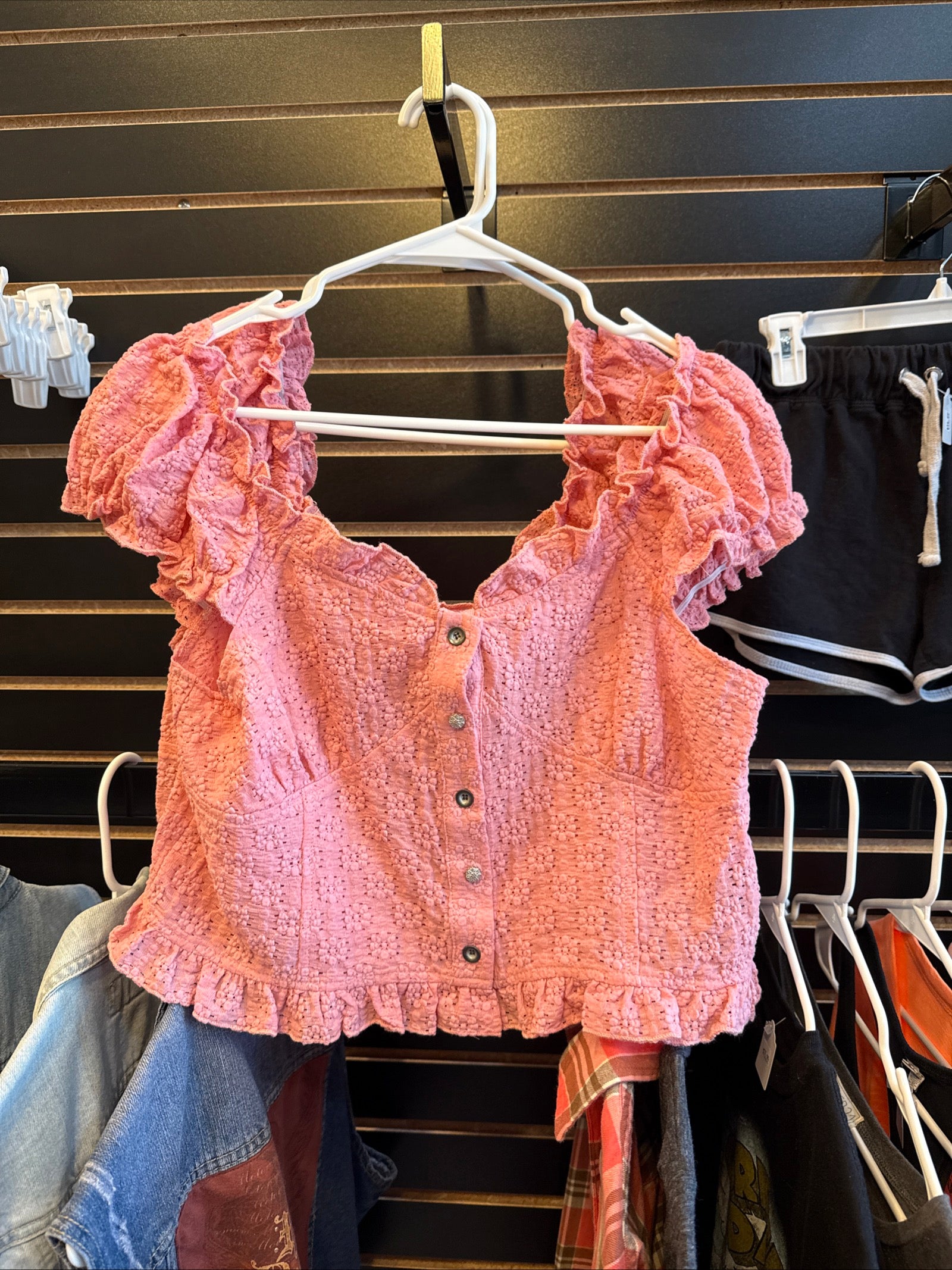 NWT POL Pink Button Up Top SMT2304B