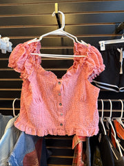 NWT POL Pink Button Up Top SMT2304B