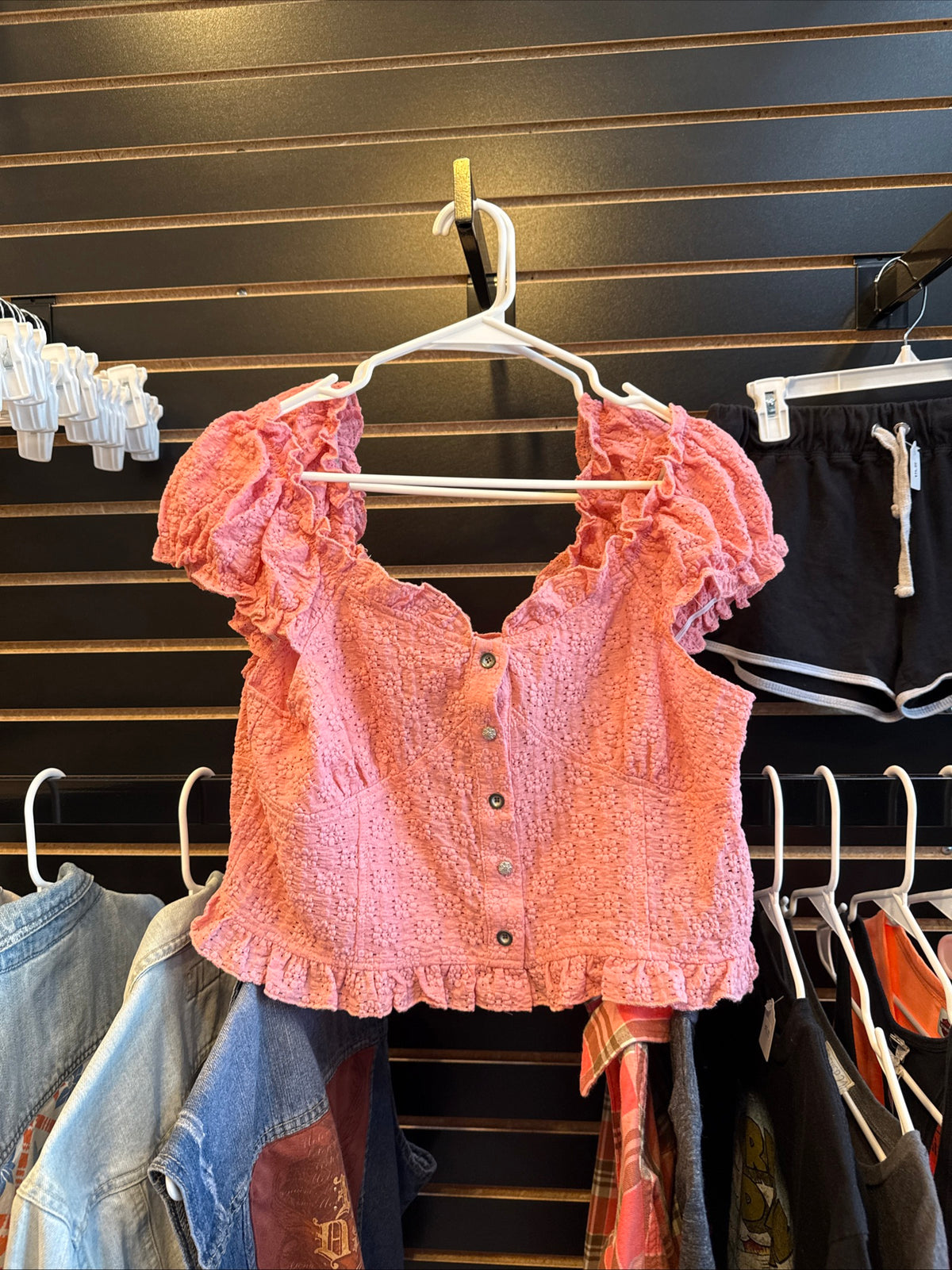 NWT POL Pink Button Up Top SMT2304B