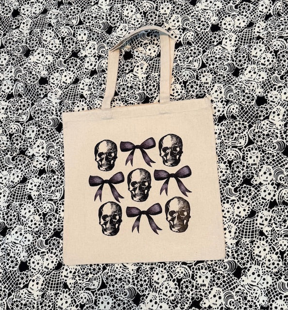 Album Tote Bag w/ Skull and Bows Secondary image