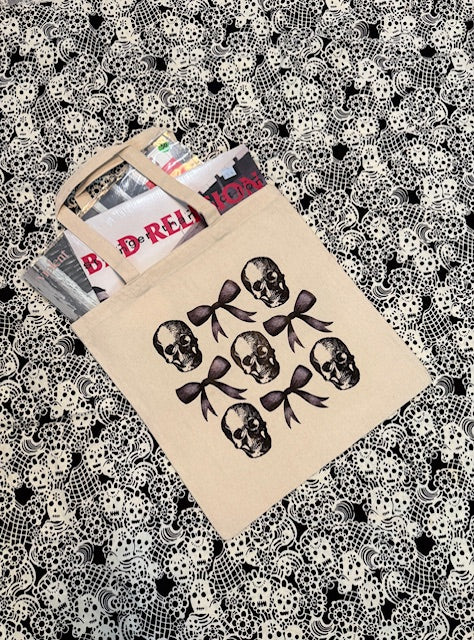 Album Tote Bag w/ Skull and Bows Main image
