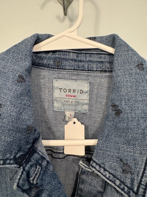 Torrid Denim Jacket Hearts Size 1 Secondary image