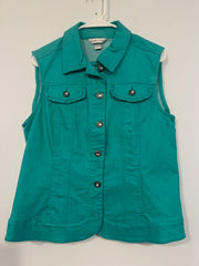 Christopher & Banks Teal/Green Denim Vest Size Medium