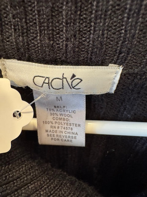 Pre-Owned Cache Black Sequin Jacket Shiny Fury and More Size Medium