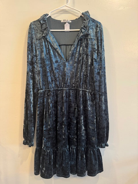 Pre-owned Pink + Sophie Velvet Dress Size Medium