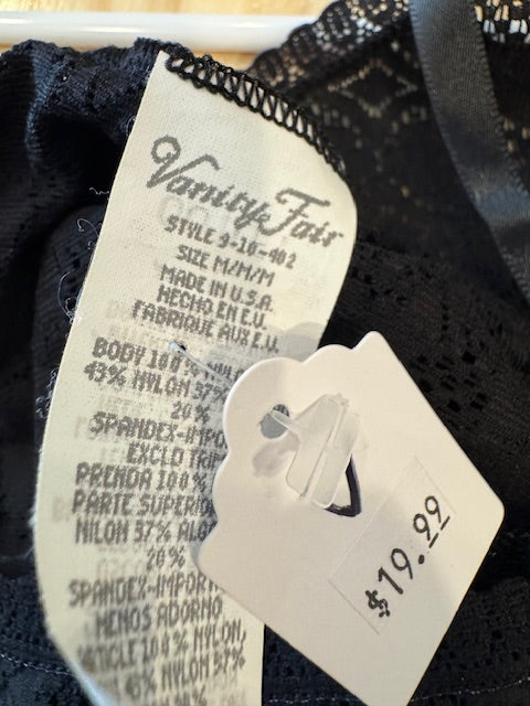 Vintage Vanity Faire Black Slip Size Medium