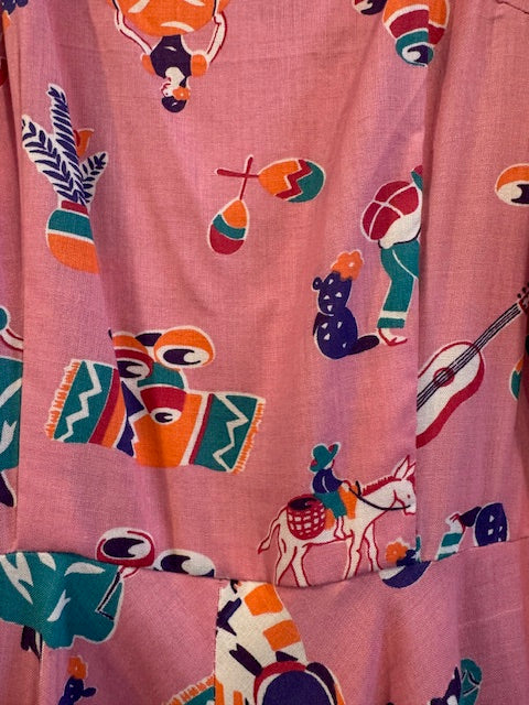 Vintage Handmade Fiesta Dress by Diana Jeanne Size Small/Medium