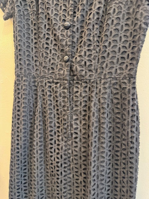 Vintage Style Flat Black Button Up Dress Size Small/Medium