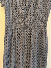Vintage Style Flat Black Button Up Dress Size Small/Medium